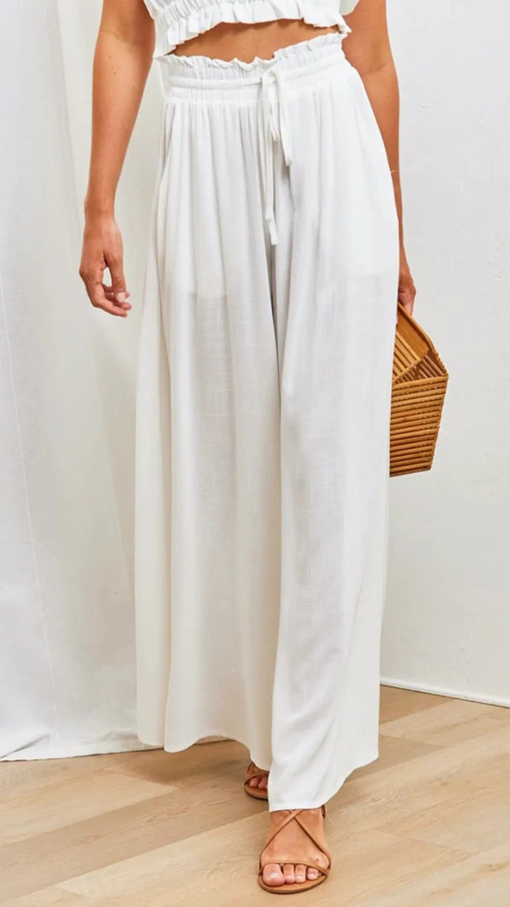 Spring to Summer Wide Leg Loose Drawstring Pocket Pants