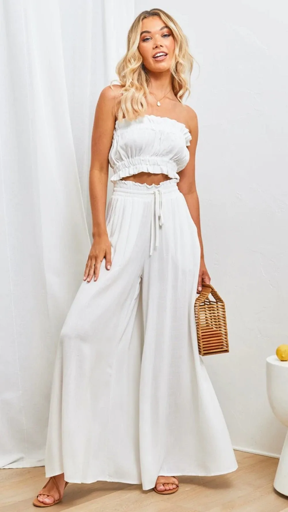 Spring to Summer Wide Leg Loose Drawstring Pocket Pants