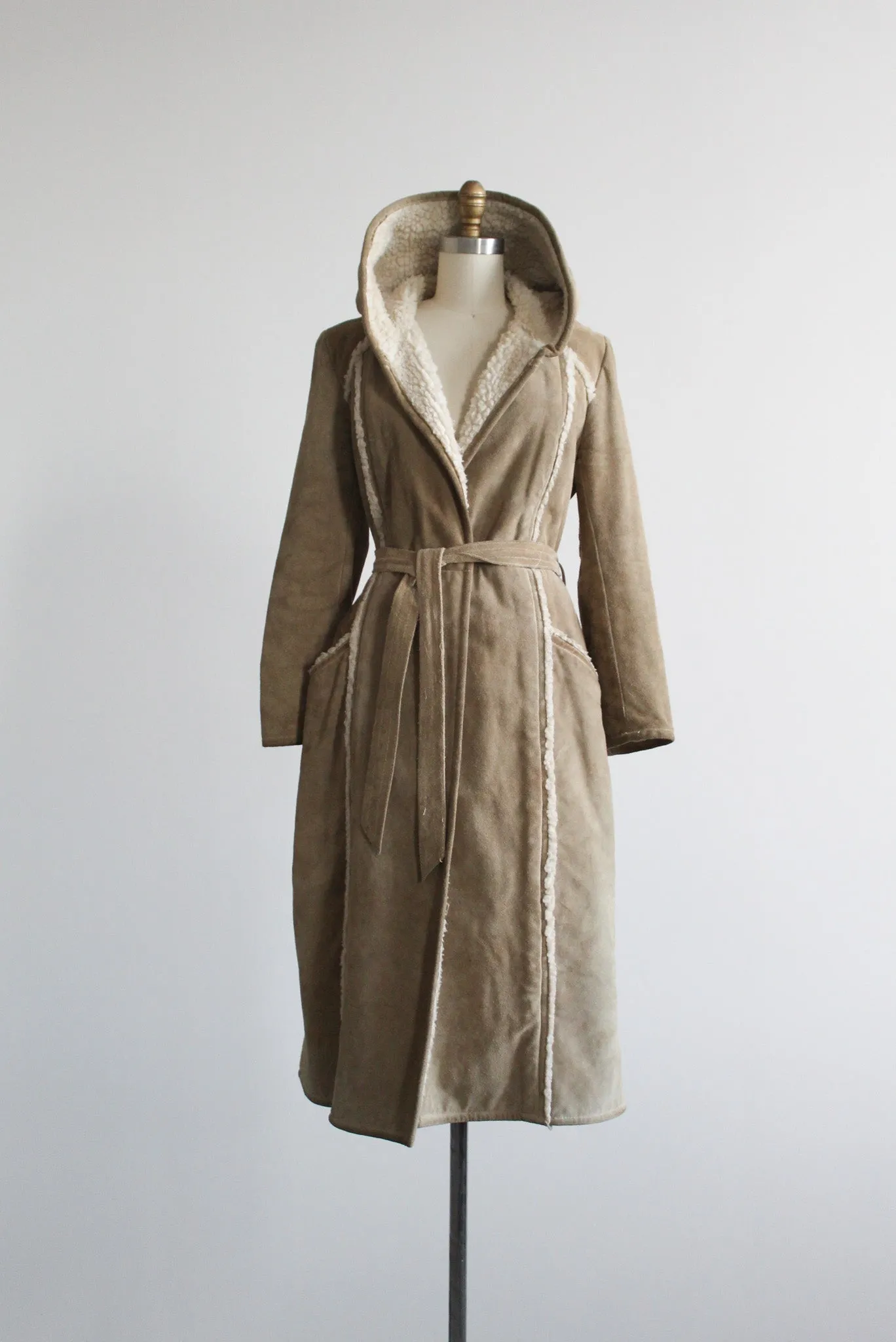 suede wrap trench