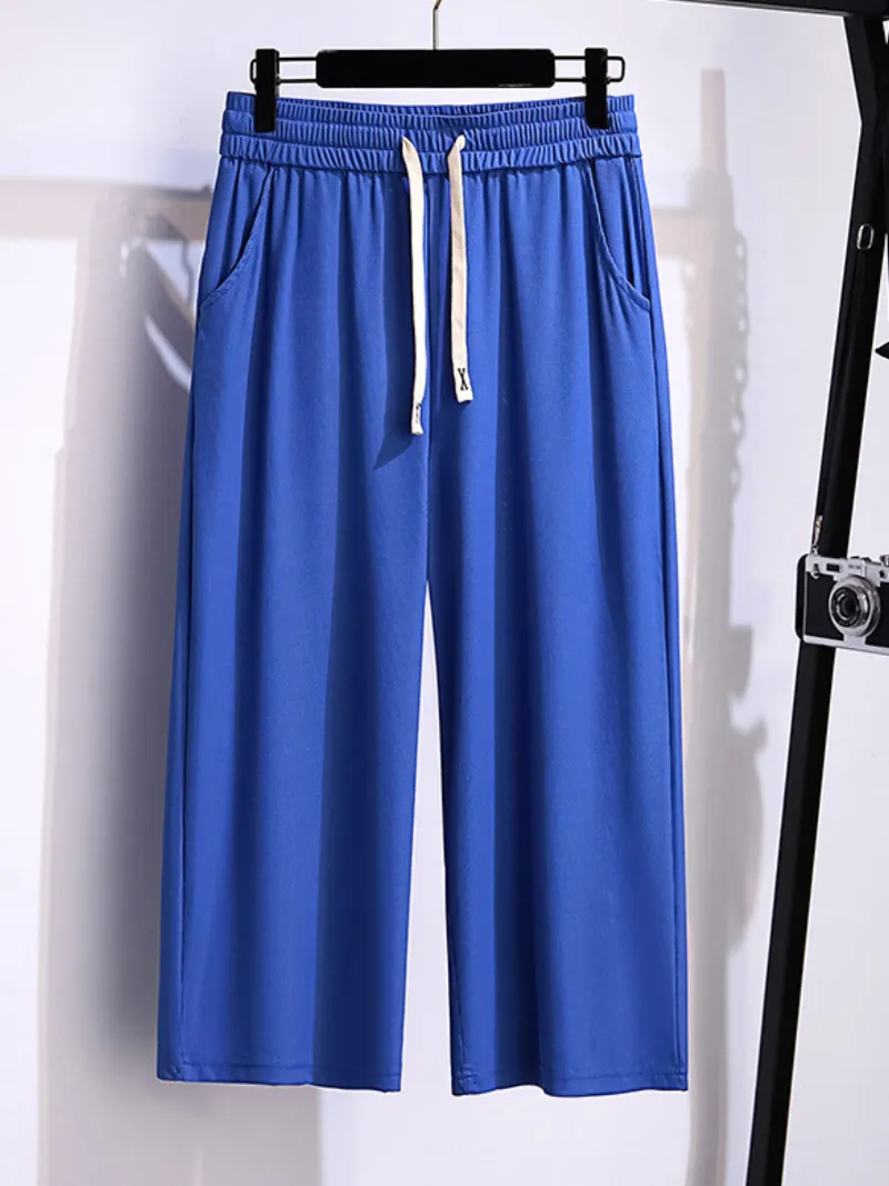 summer high waist plus size straight pants