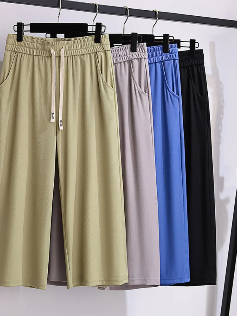 summer high waist plus size straight pants