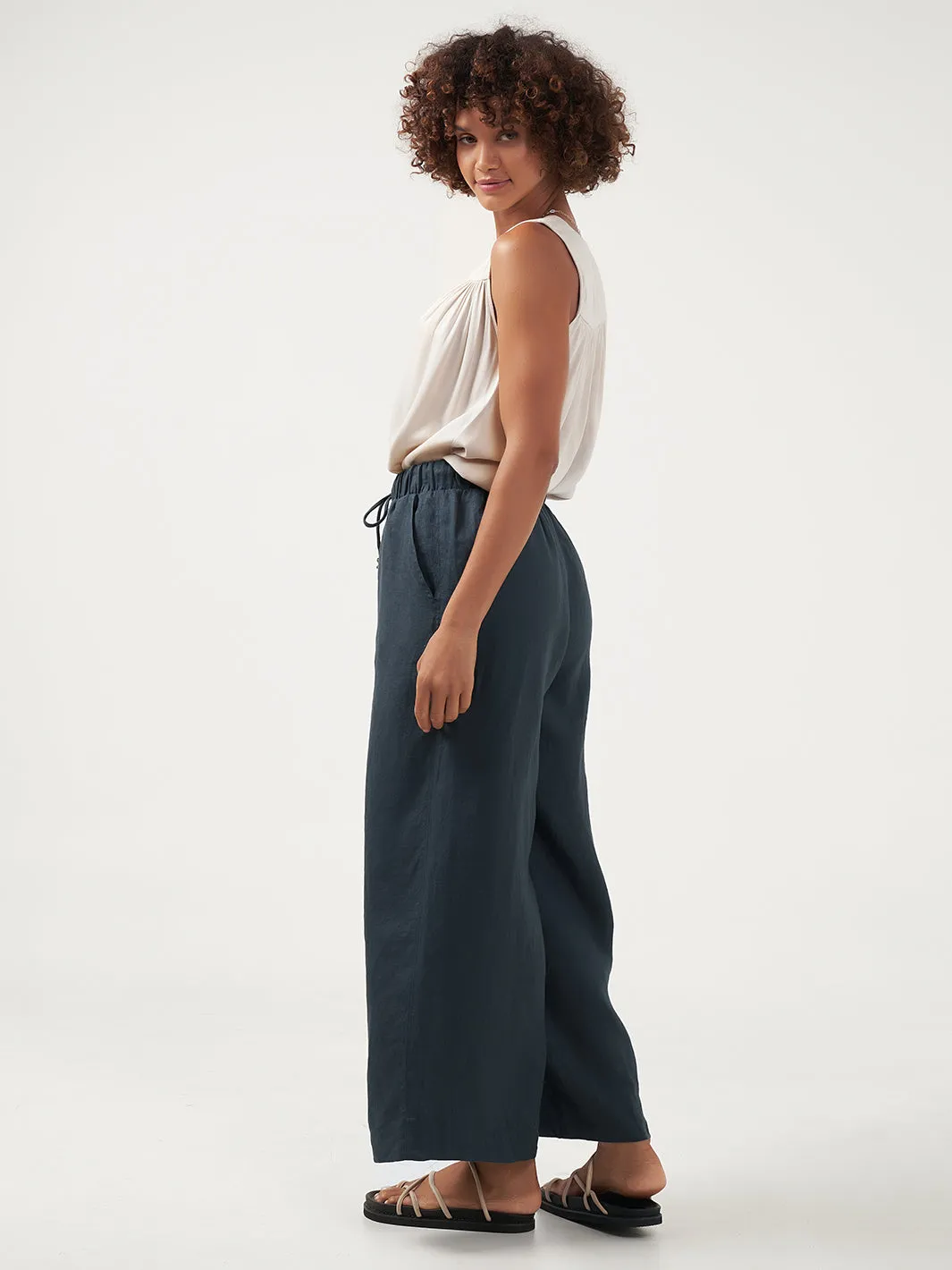 Sundara Linen Pants Charcoal