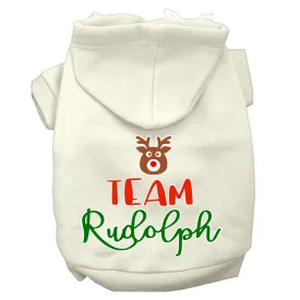 Team Rudolph Screen Print Dog Hoodie Cream Xxxl