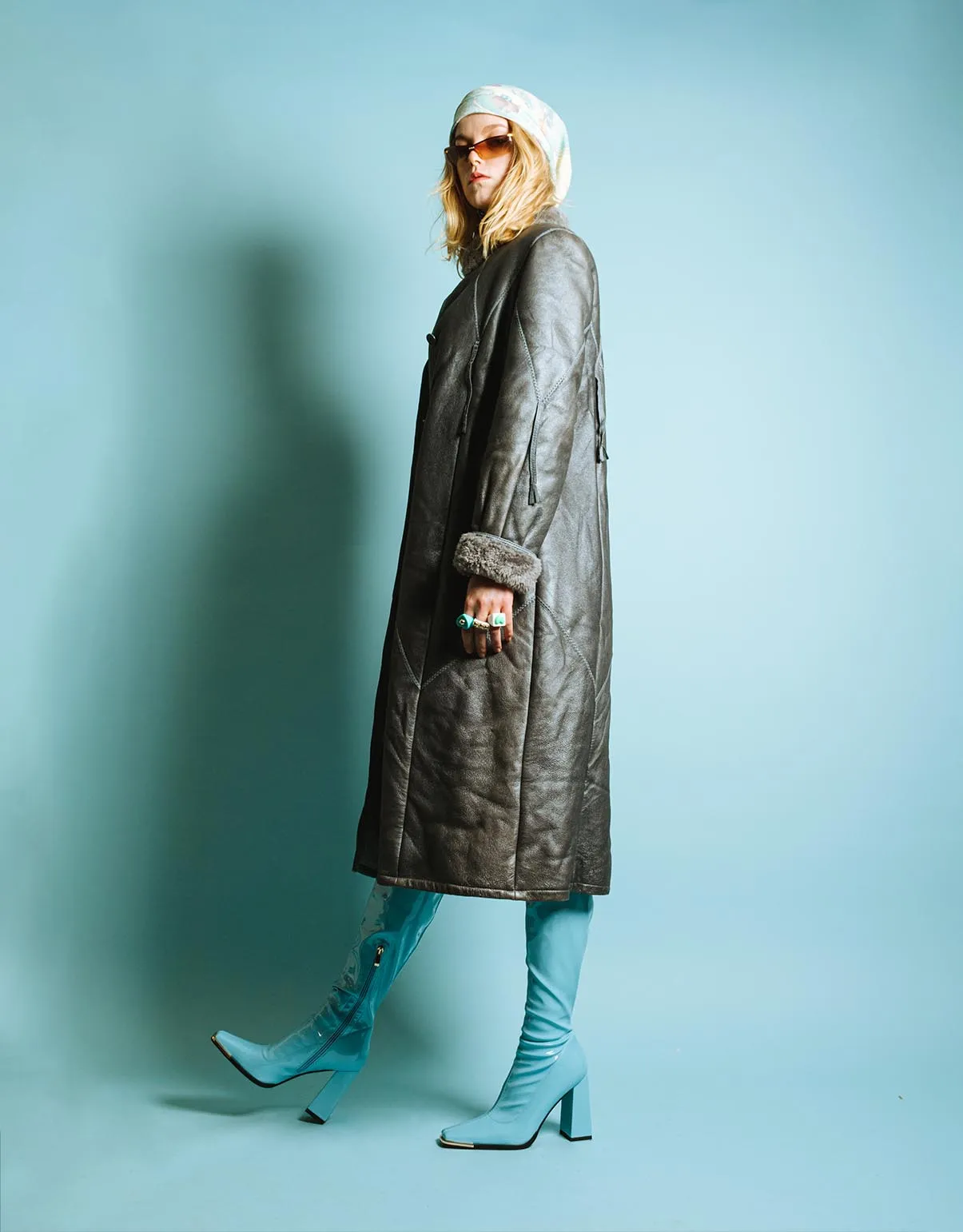 Vintage leather Kestila coat with fur details