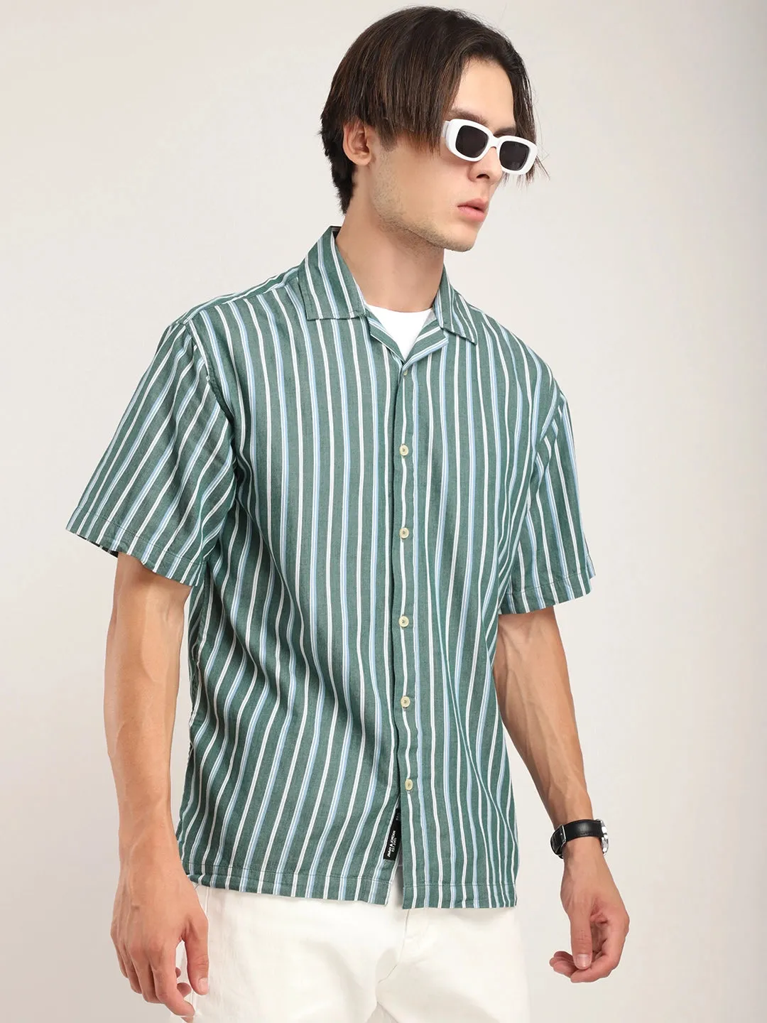 Vivid cotton Sea Green Half Sleeves Shirt