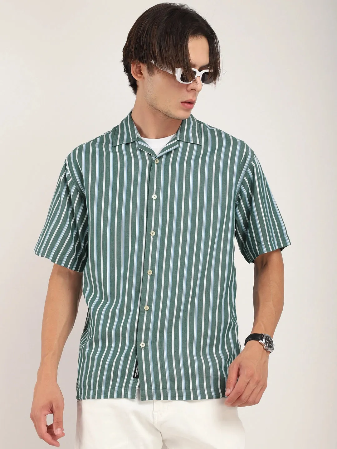 Vivid cotton Sea Green Half Sleeves Shirt