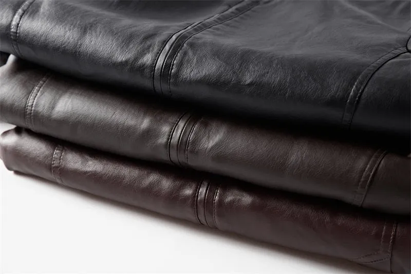 West Louis™ Faux Fur Liner Thicken Leather Coat