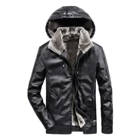 West Louis™ Faux Fur Liner Thicken Leather Coat