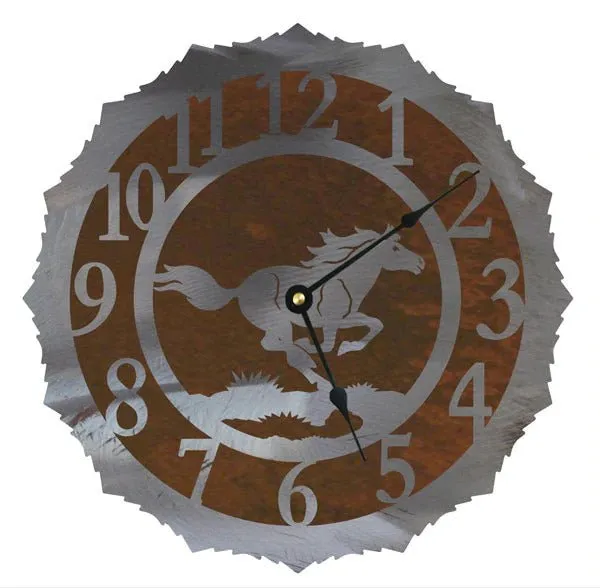 Wild Horse 12" Round Metal Wall Clock