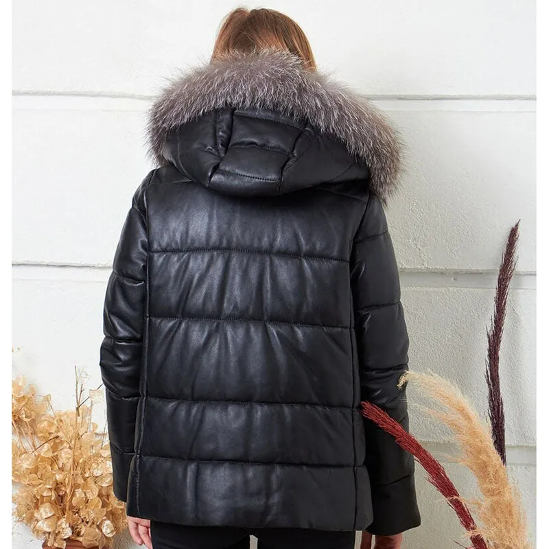 Womens Black Puffer Coat With Fur Hooded