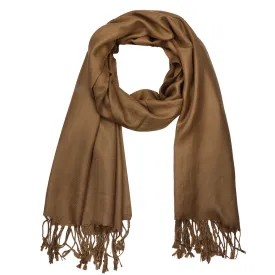 Women's Soft Solid Color Pashmina Shawl Wrap Scarf - Light Brown