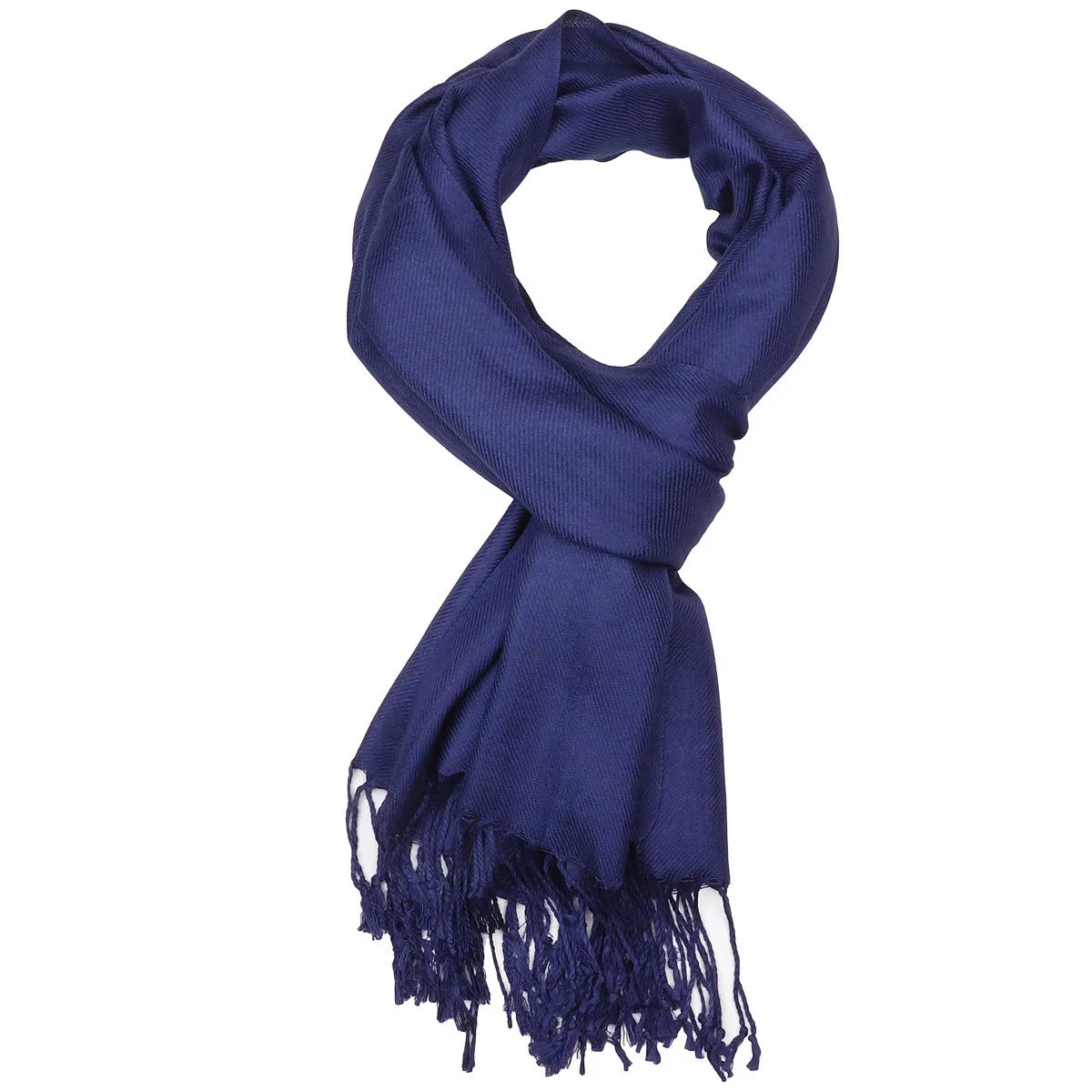 Women's Soft Solid Color Pashmina Shawl Wrap Scarf - Navy