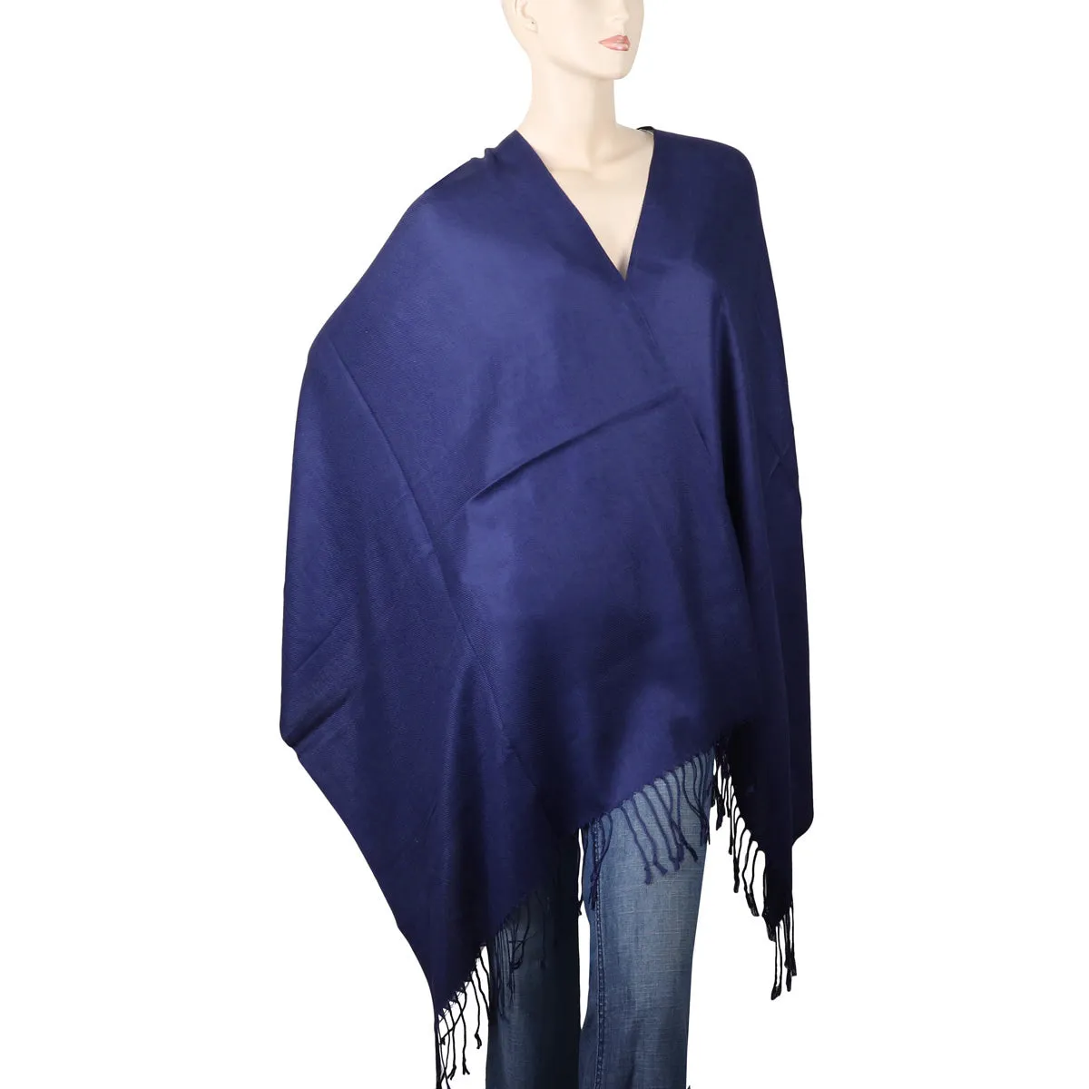 Women's Soft Solid Color Pashmina Shawl Wrap Scarf - Navy