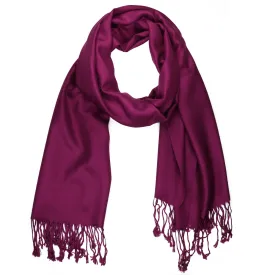 Women's Soft Solid Color Pashmina Shawl Wrap Scarf - Plum