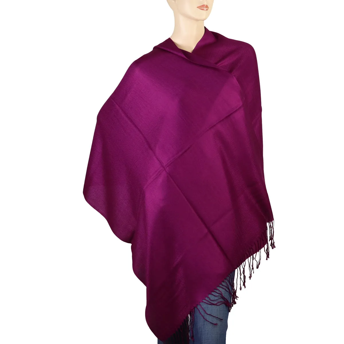 Women's Soft Solid Color Pashmina Shawl Wrap Scarf - Plum