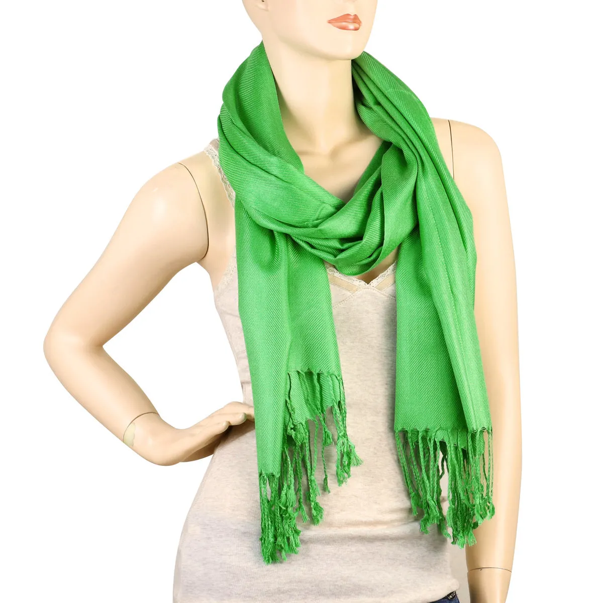 Women's Soft Solid Color Pashmina Shawl Wrap Scarf - Spring Apple Green