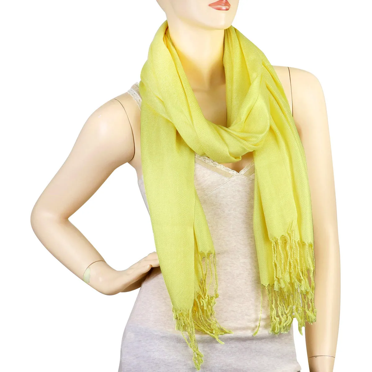 Women's Soft Solid Color Pashmina Shawl Wrap Scarf - Yellow