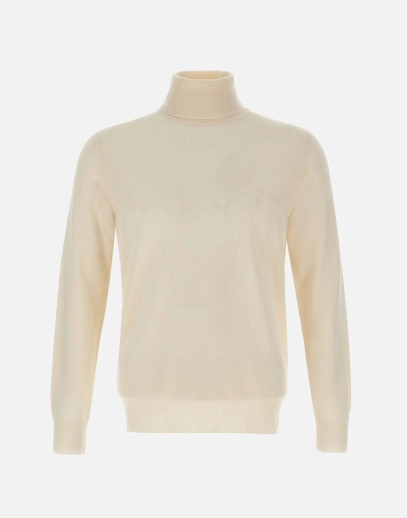 Wool and Cashmere Turtleneck Sweater in Milk