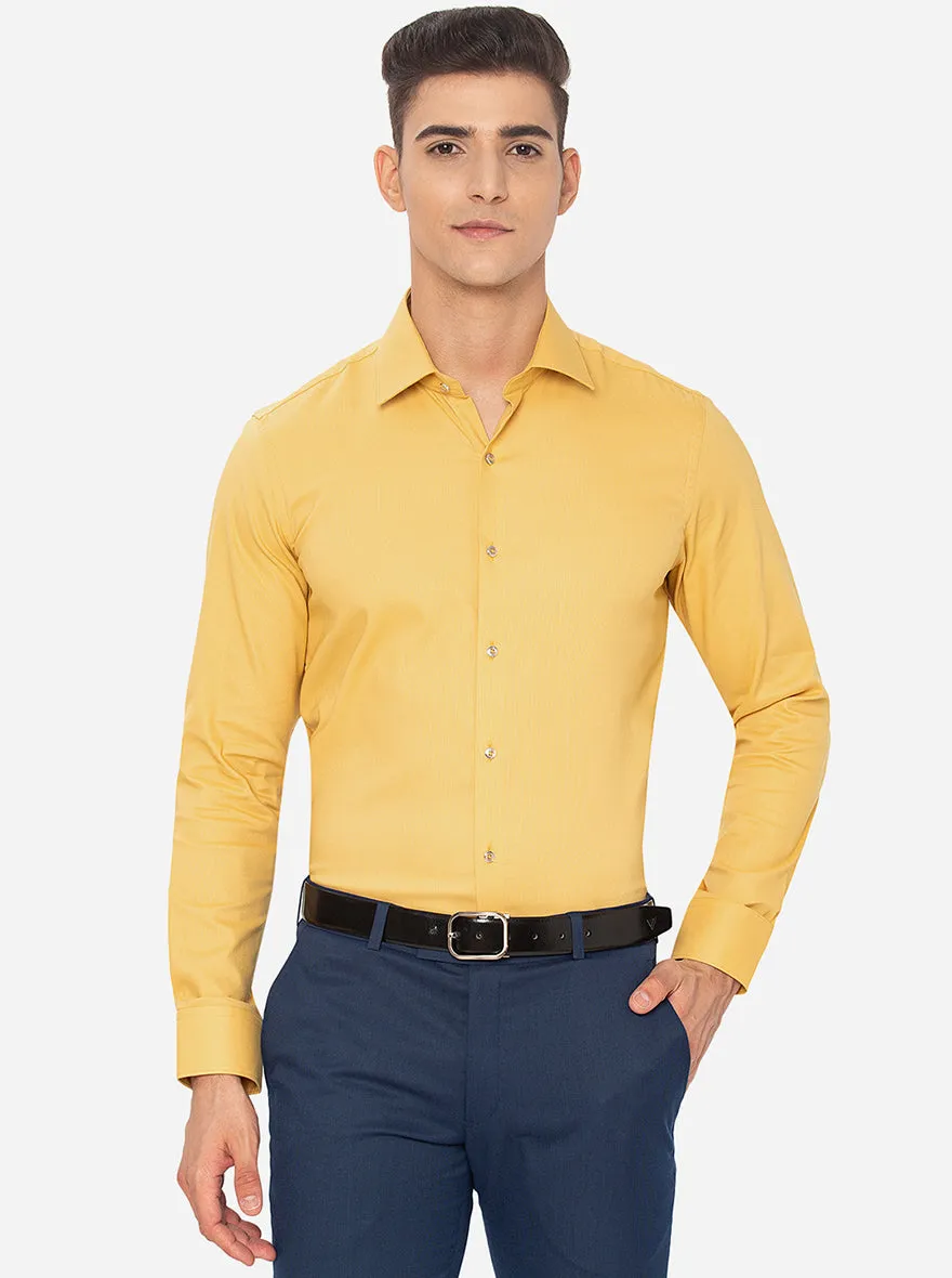 Yellow Solid Slim Fit Party Wear Shirt | JB Studio