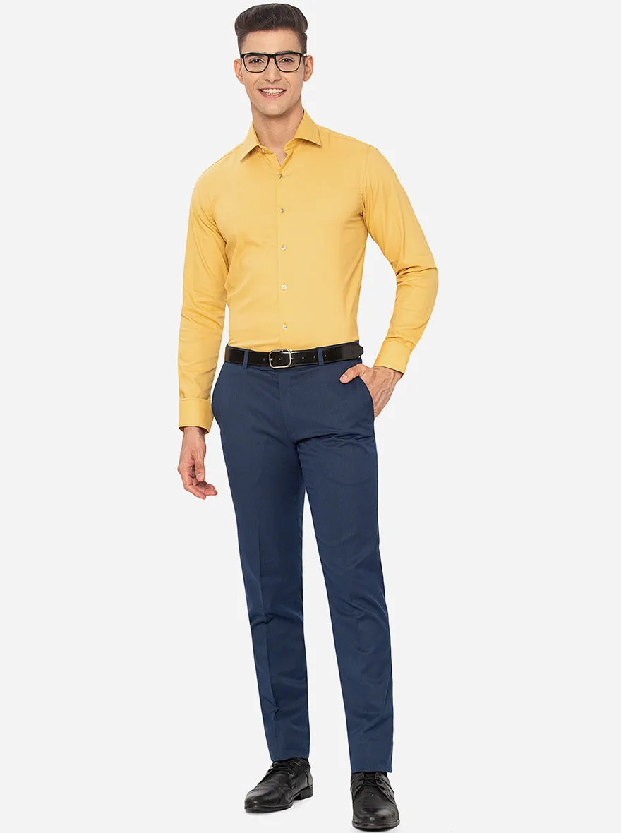 Yellow Solid Slim Fit Party Wear Shirt | JB Studio