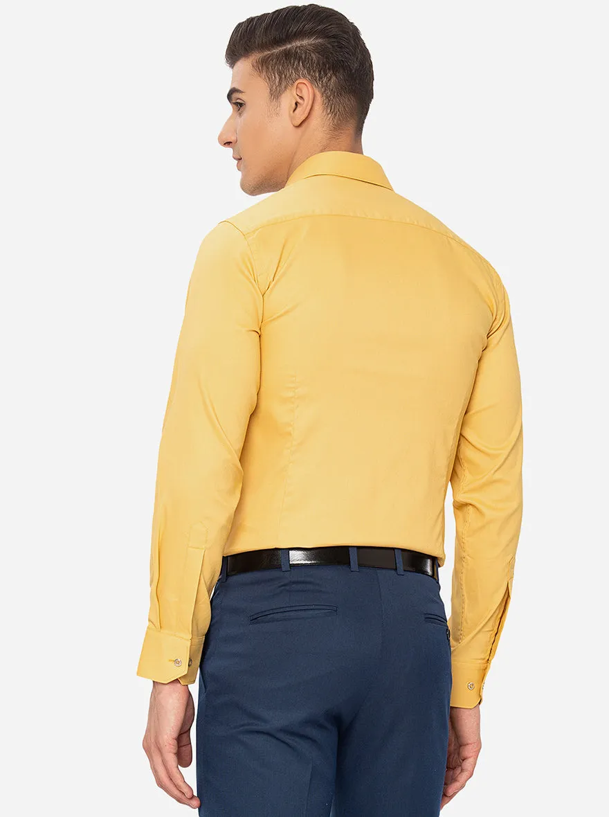 Yellow Solid Slim Fit Party Wear Shirt | JB Studio