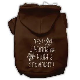 Yes! I Want To Build A Snowman Rhinestone Dog Hoodie Brown Xxxl(20)