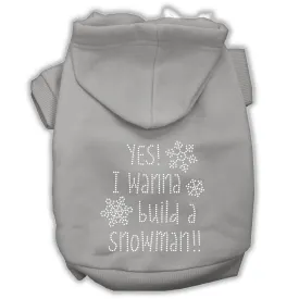 Yes! I Want To Build A Snowman Rhinestone Dog Hoodie Grey M (12)